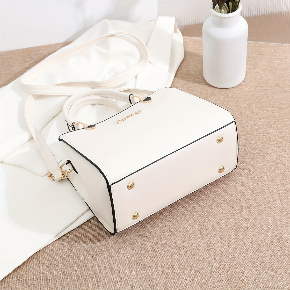 Solid Mini Multi-Layer Pom-Pom Bag