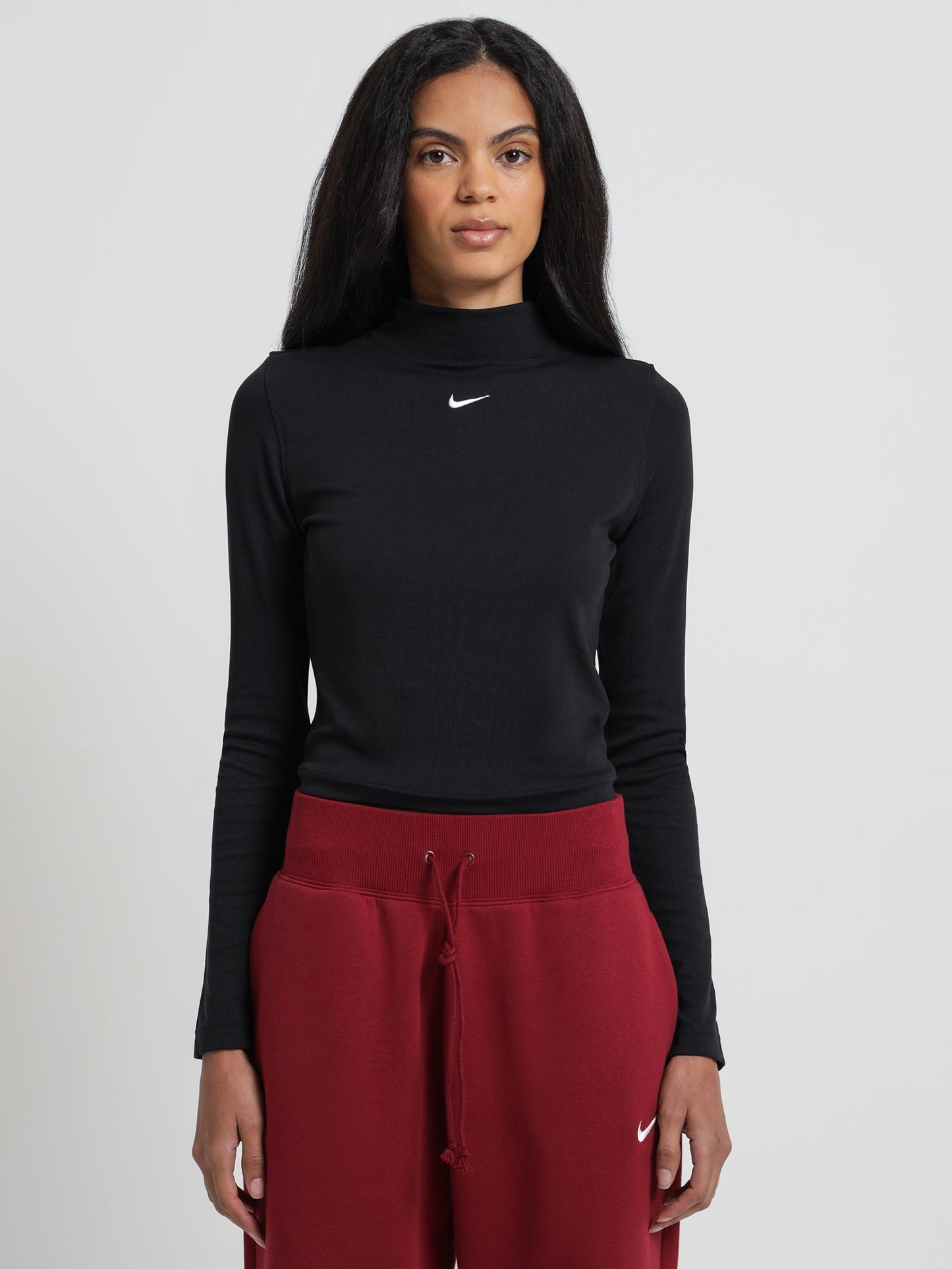 Sportswear Essentials Ribbed Mock Neck Long Sleeve Top