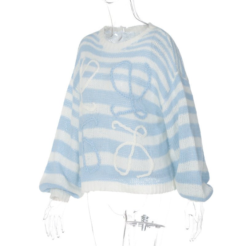 Loose Color Striped Contrast Pullover