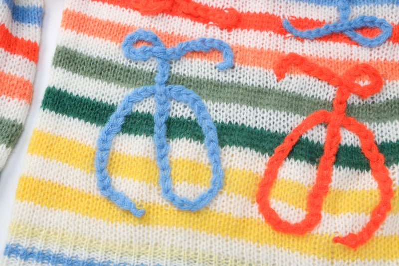 Loose Color Striped Contrast Pullover