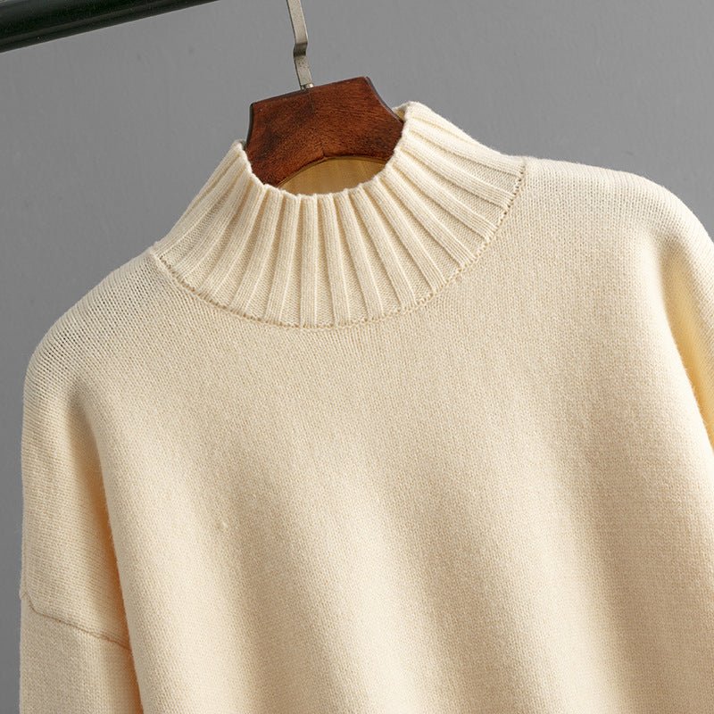 Thick Loose Semi-Turtleneck Knit Set