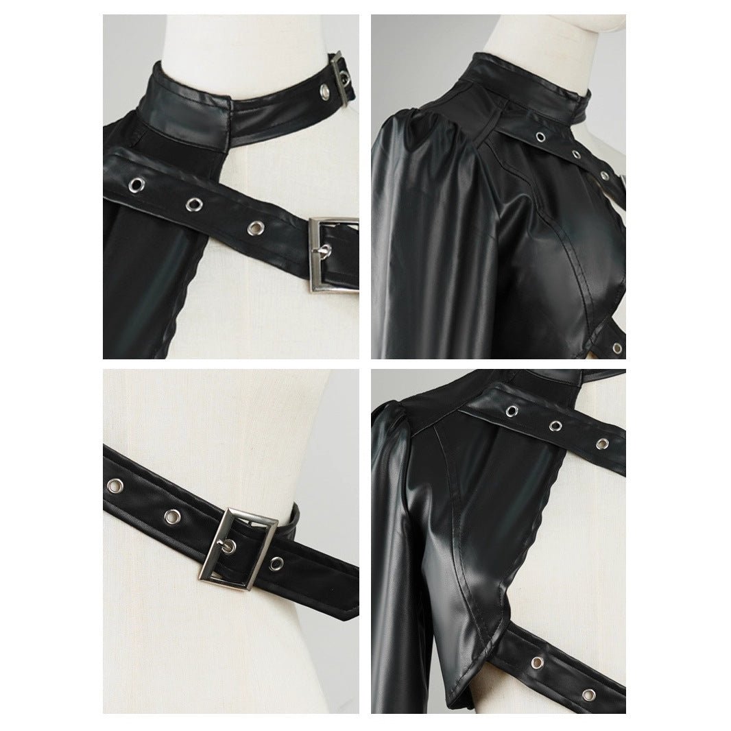 Black Punk PU Lingerie Jacket