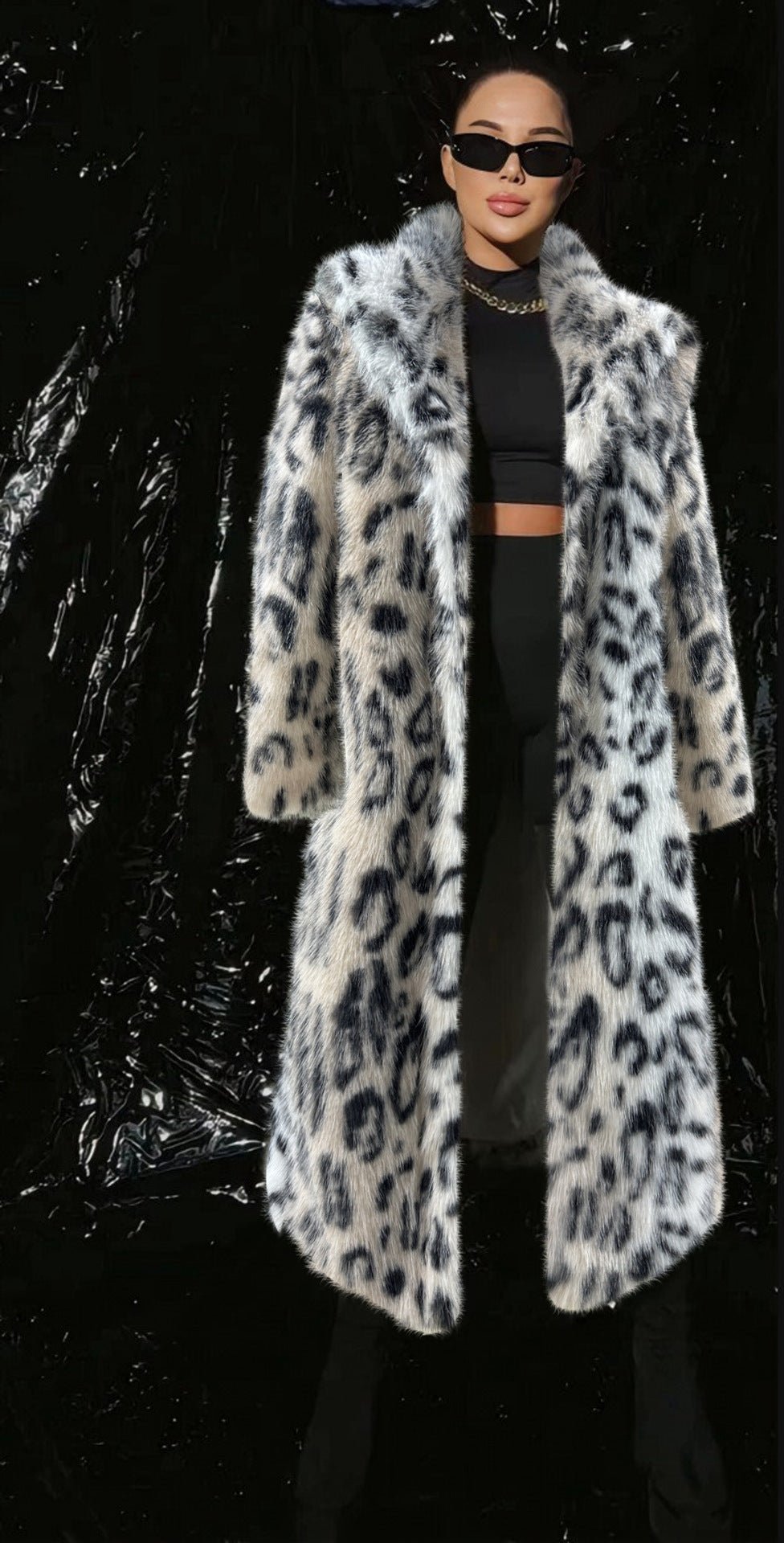 Fox Fur Leopard Print Coat
