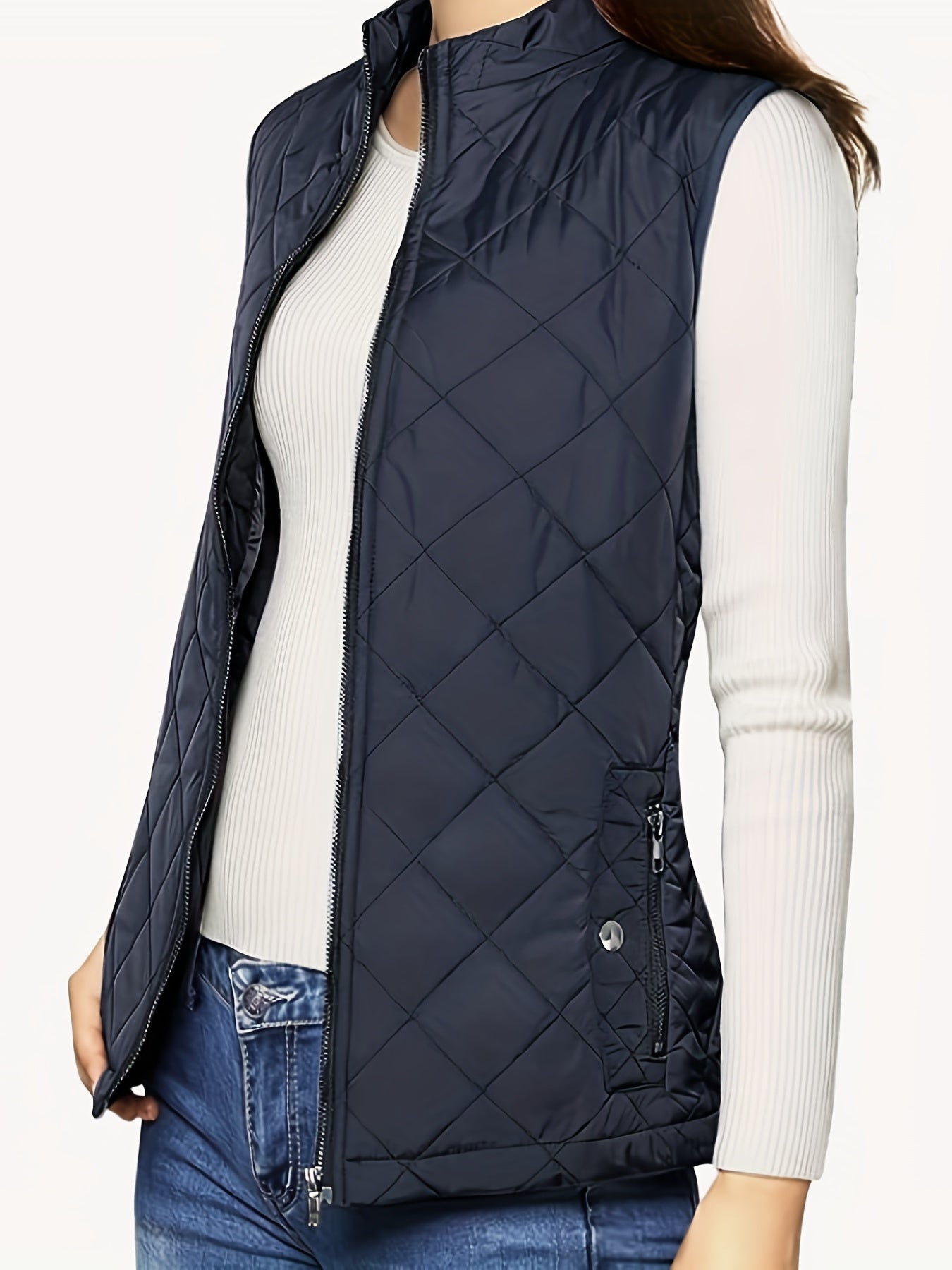 Elegant Lightweight Quilted Stand-Collar Vest