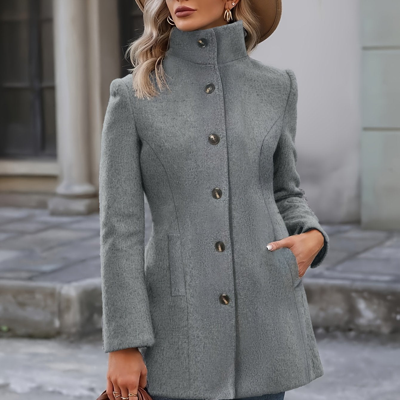Women's Elegant Gray Fleece Jacket