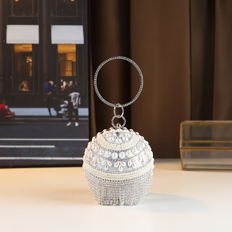 Golden Beaded Tassel Evening Clutch