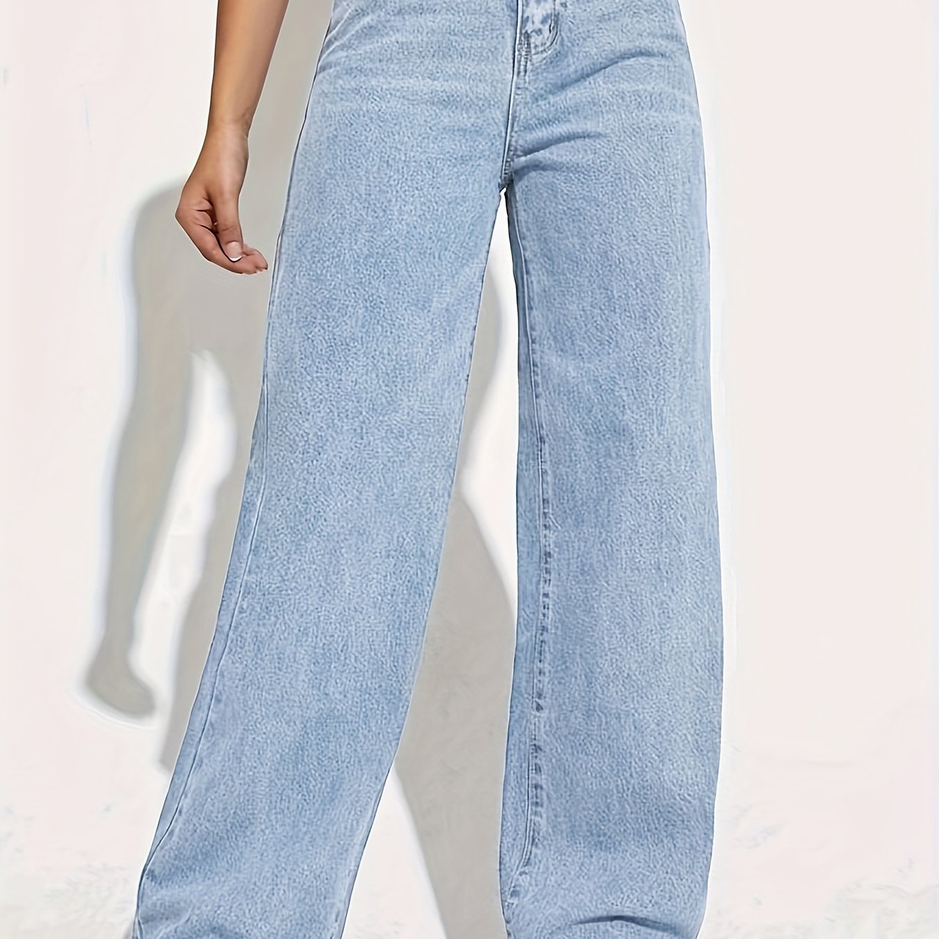 CPUY Mid-Waist Straight Leg Jeans - Cotton Blend Slight Stretch Denim