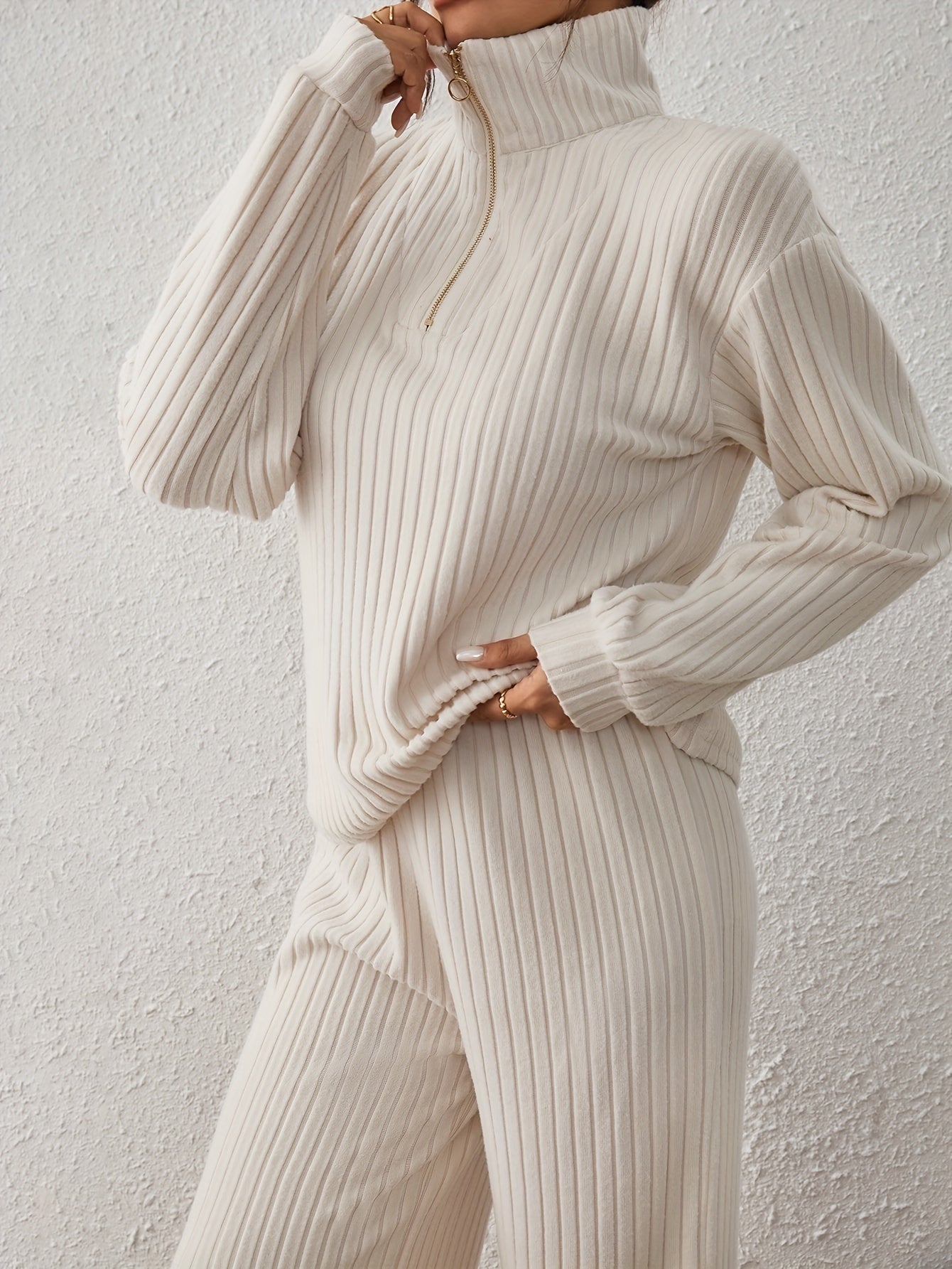 Spring and Autumn Long Sleeve Half-Zip Top and Pants