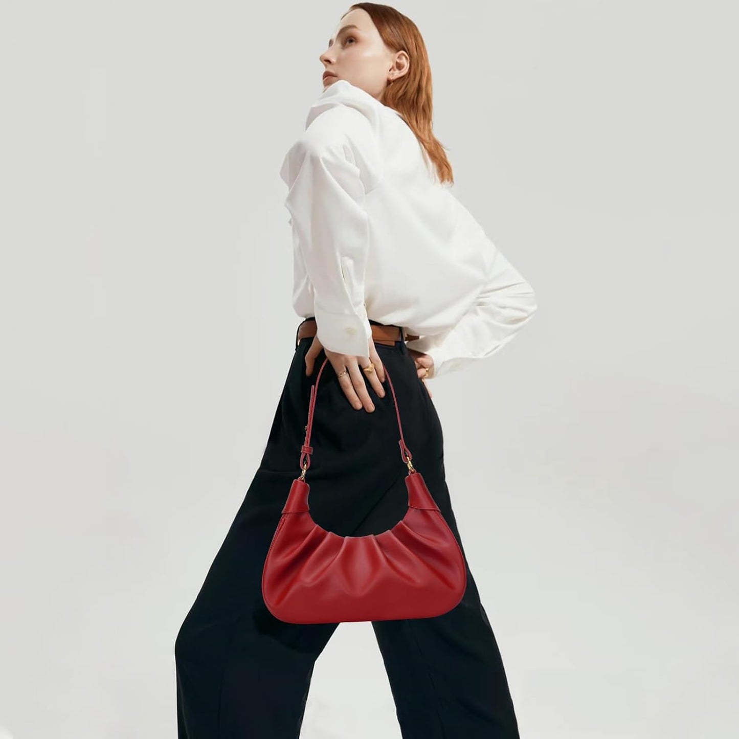 Crescent Ruched Shoulder Bag