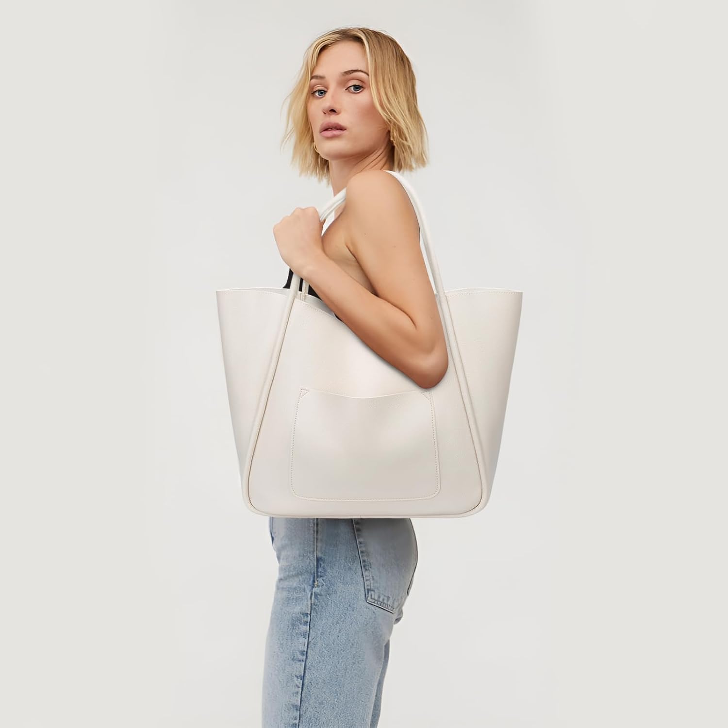 Large Vegan Leather Tote Bag
