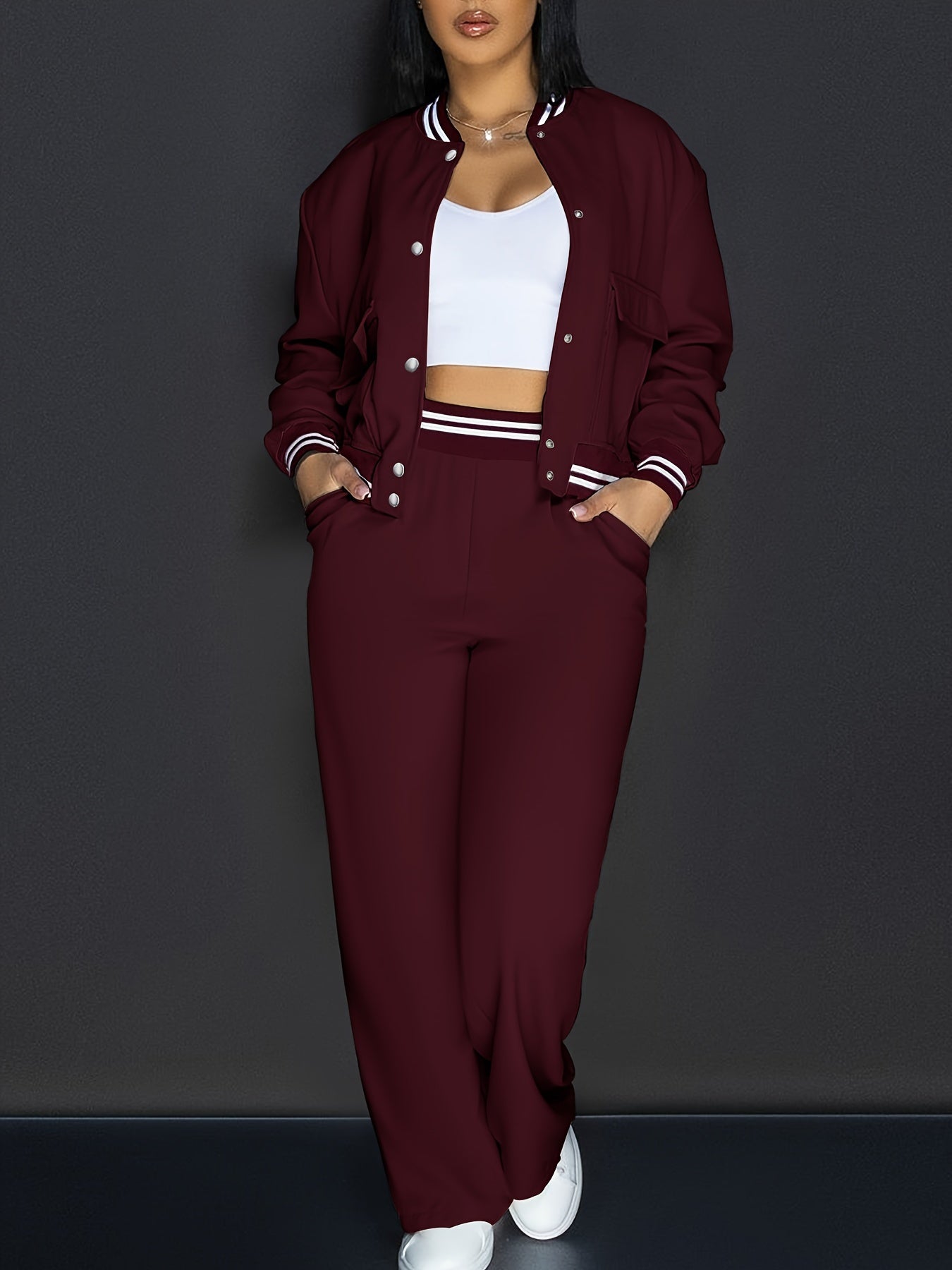 Women's Solid Color Polyester Suit