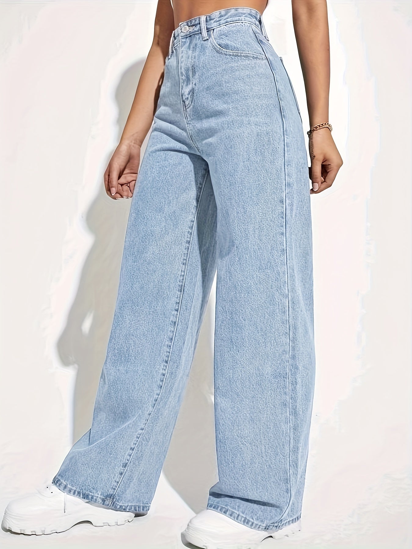 CPUY Mid-Waist Straight Leg Jeans - Cotton Blend Slight Stretch Denim