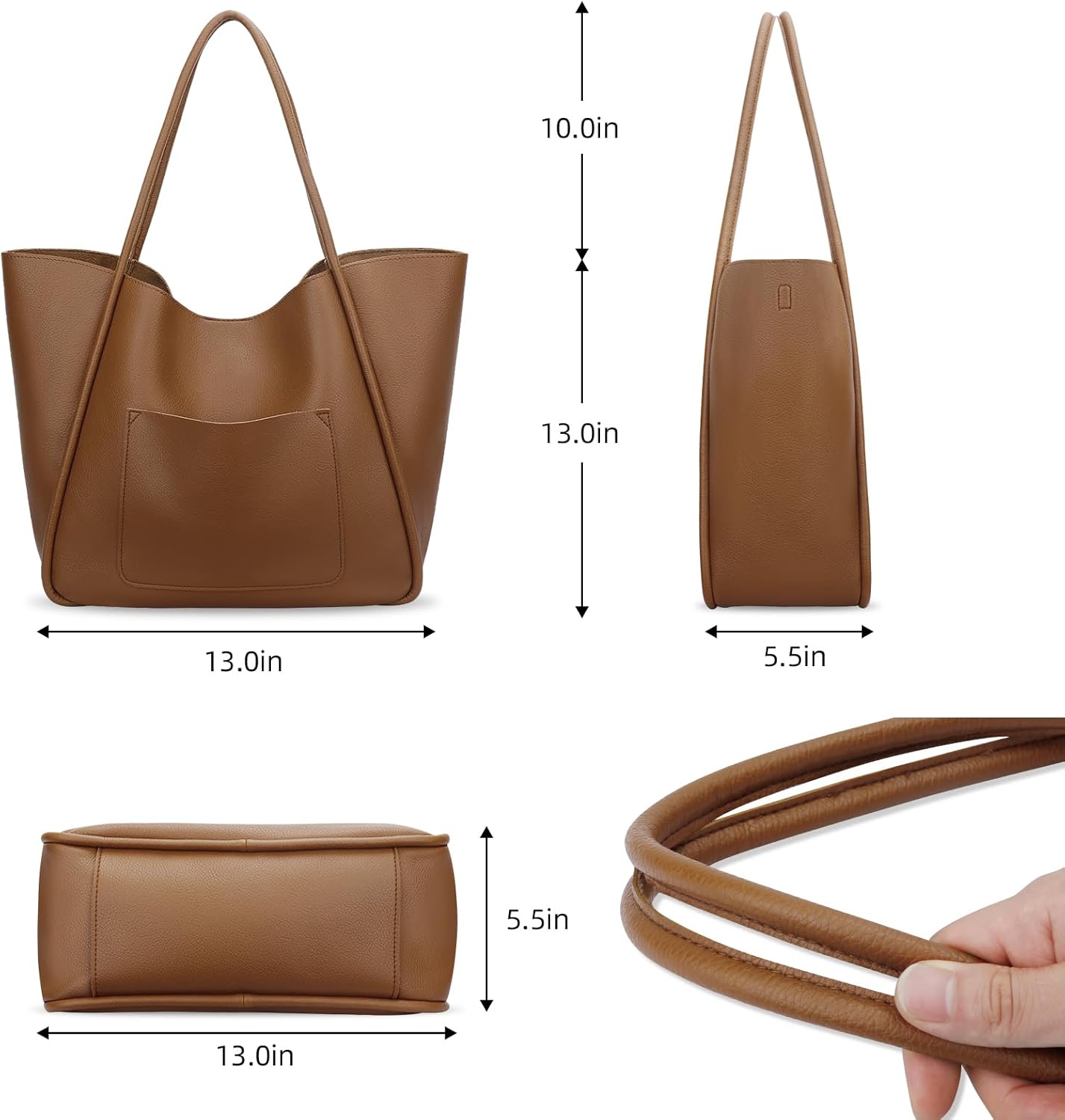 Large Vegan Leather Tote Bag