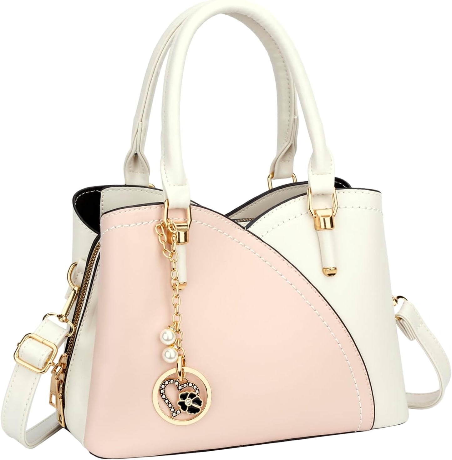 Triple-Compartment Satchel Handbag