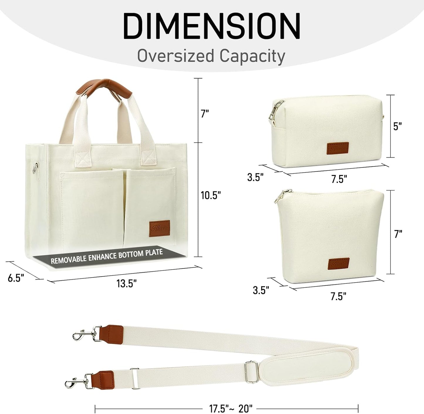 Large Canvas Tote Crossbody Bag