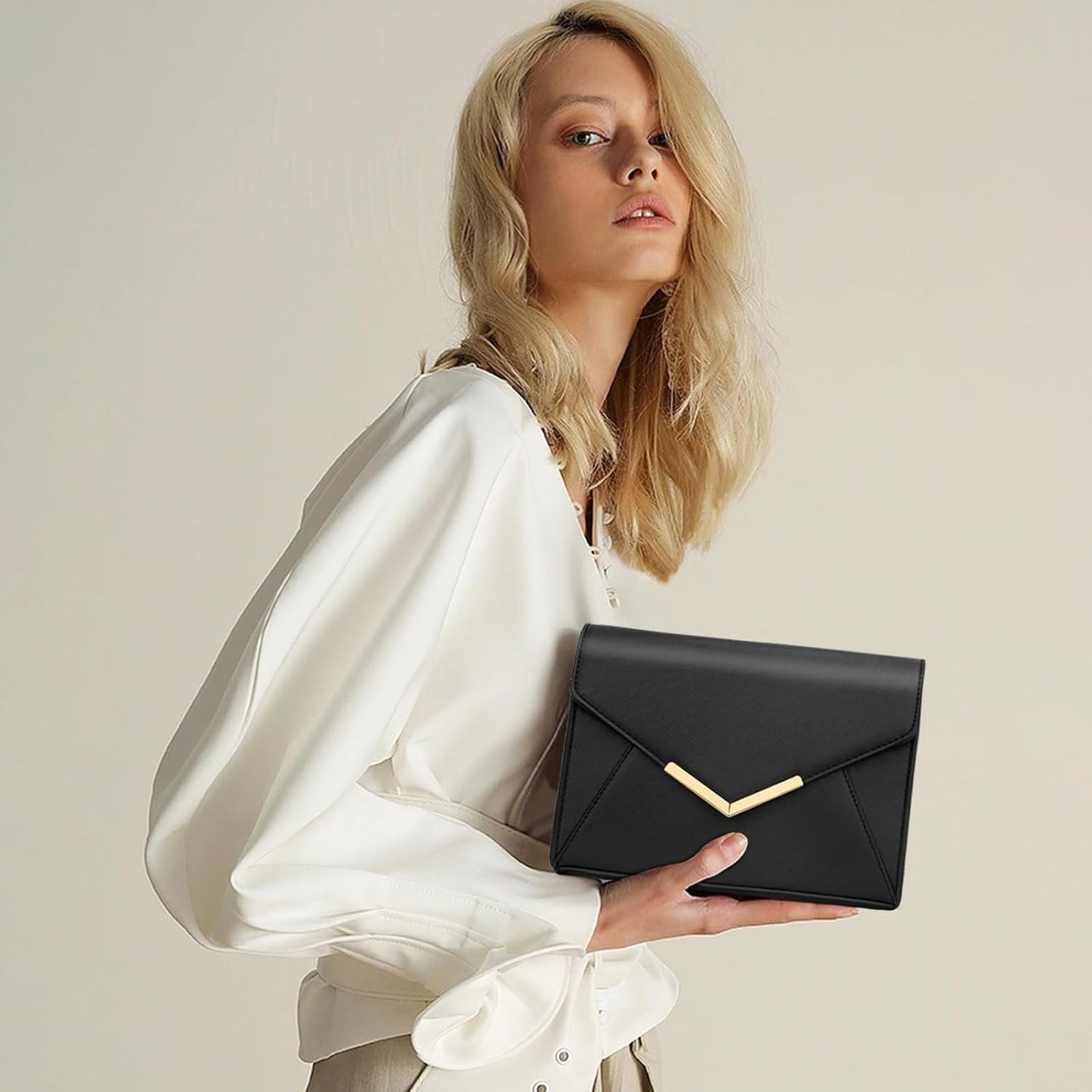 Faux Leather Envelope Clutch