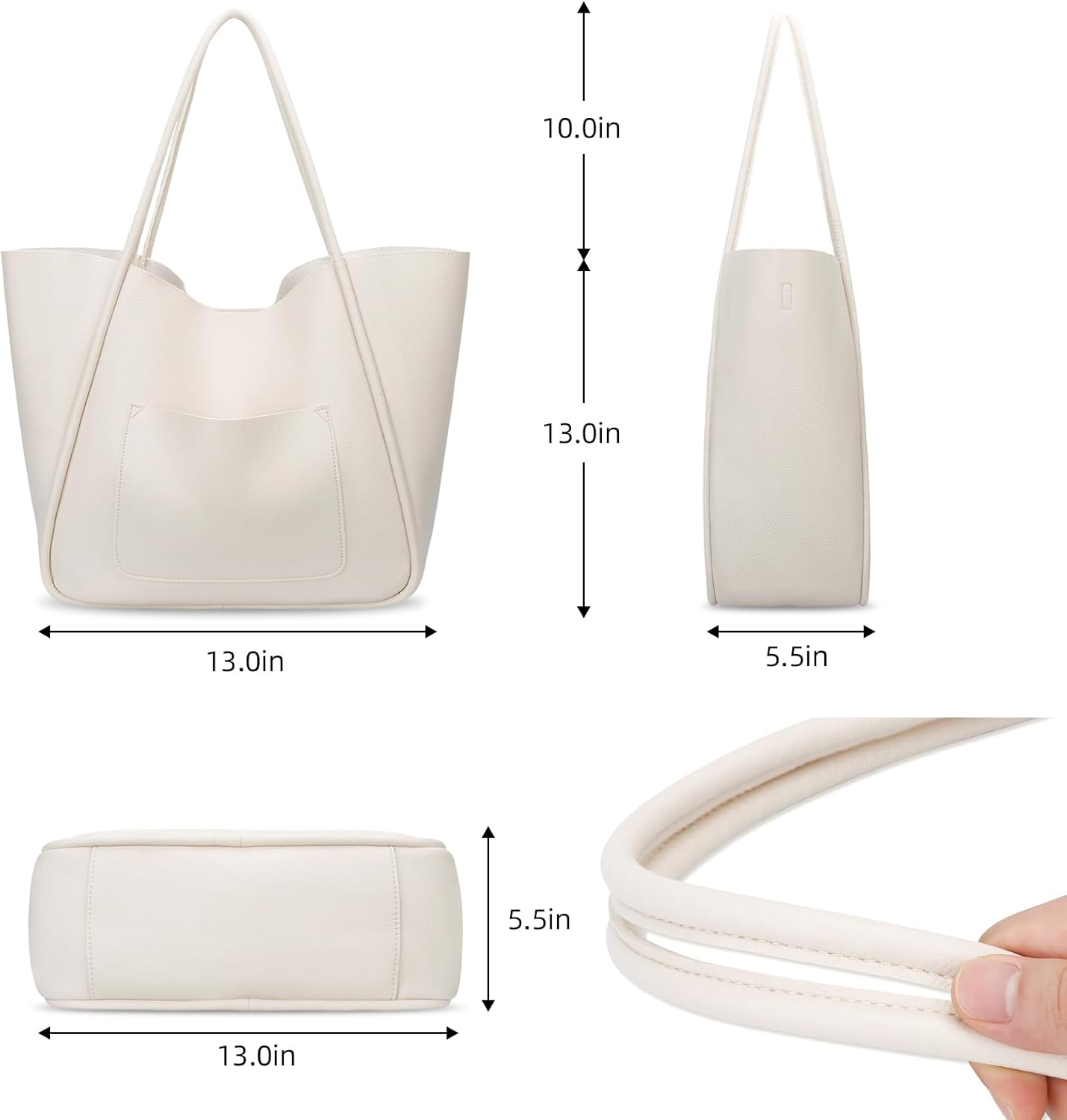 Large Vegan Leather Tote Bag