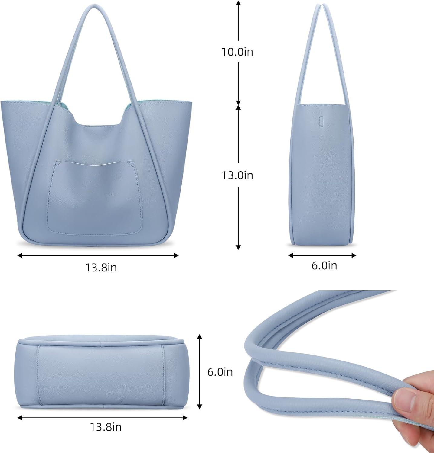 Large Vegan Leather Tote Bag