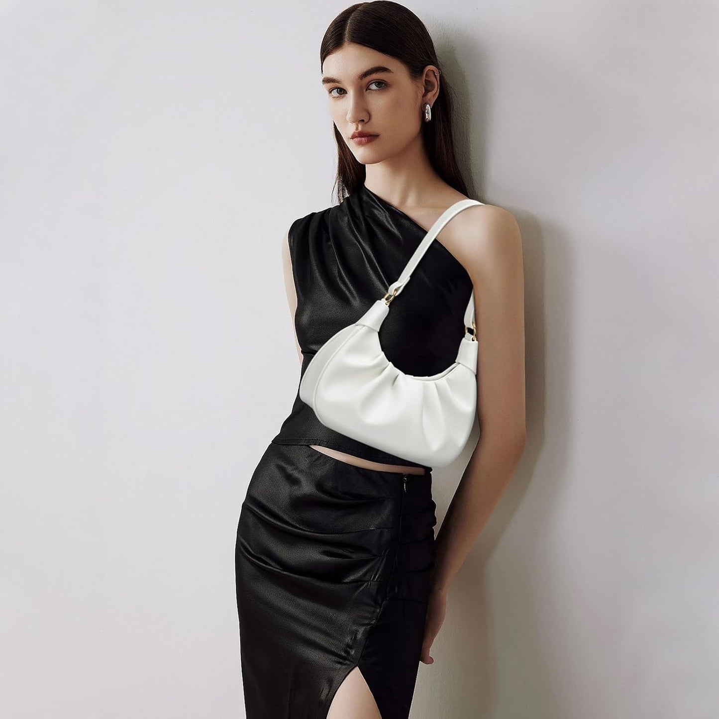 Crescent Ruched Shoulder Bag