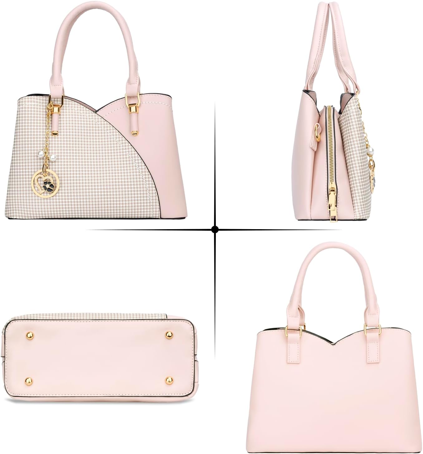 Triple-Compartment Satchel Handbag