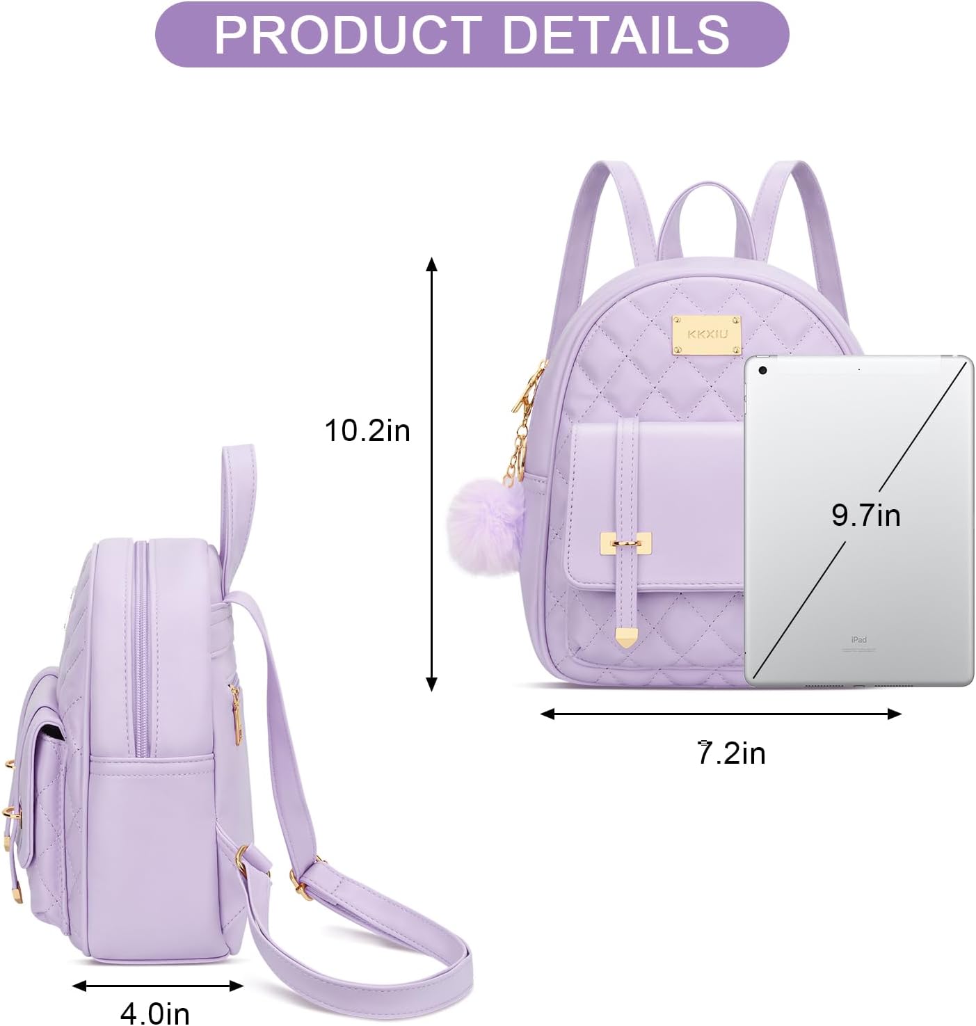 Quilted Mini Backpack Purse (White)