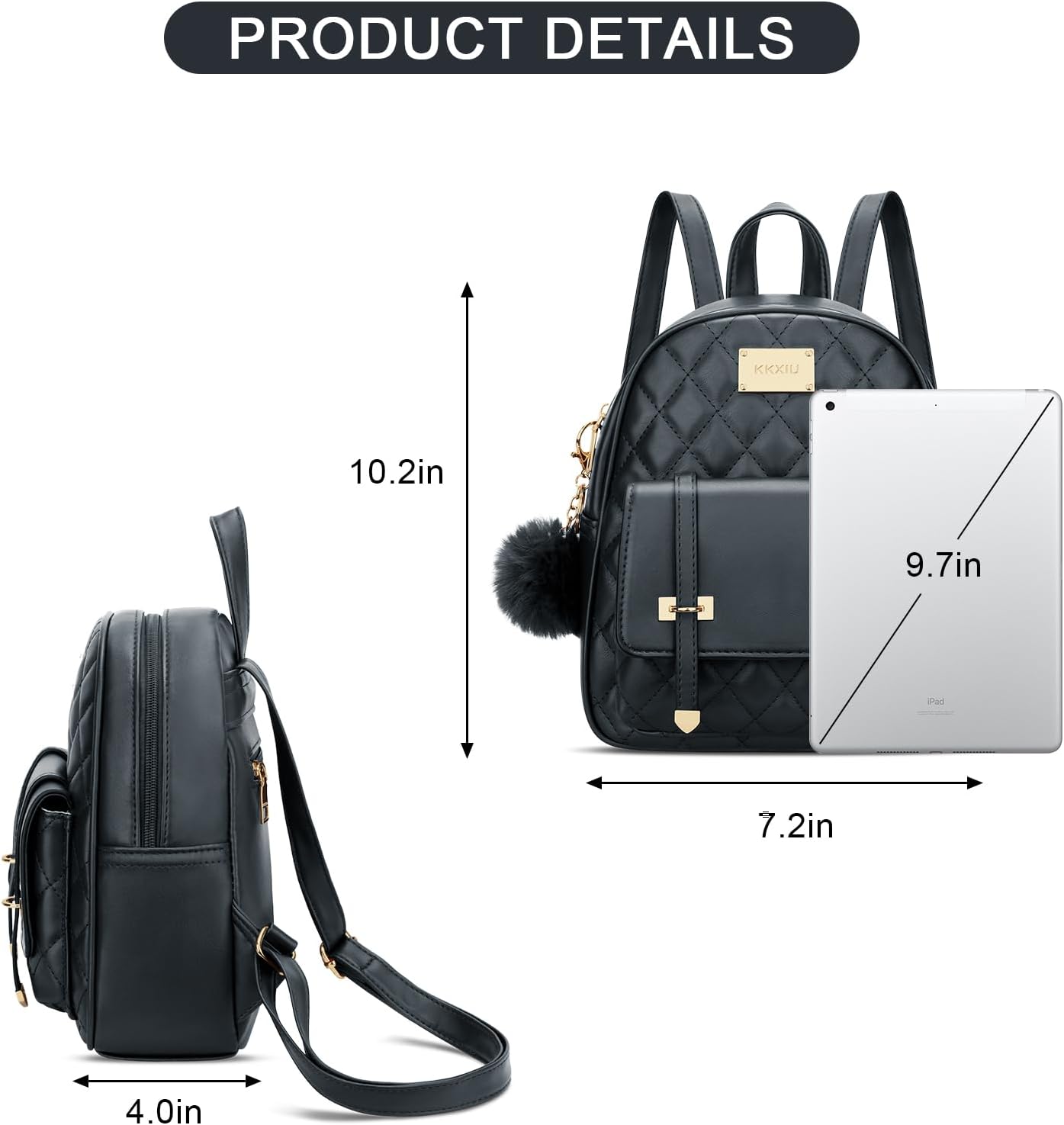 Quilted Mini Backpack Purse (White)