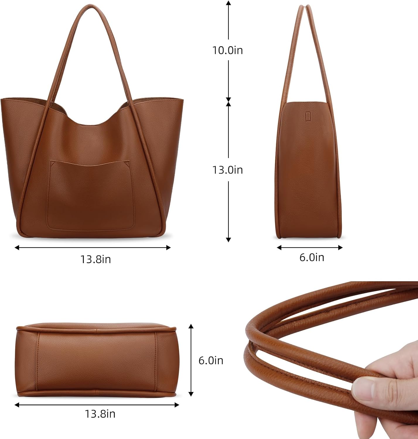 Large Vegan Leather Tote Bag