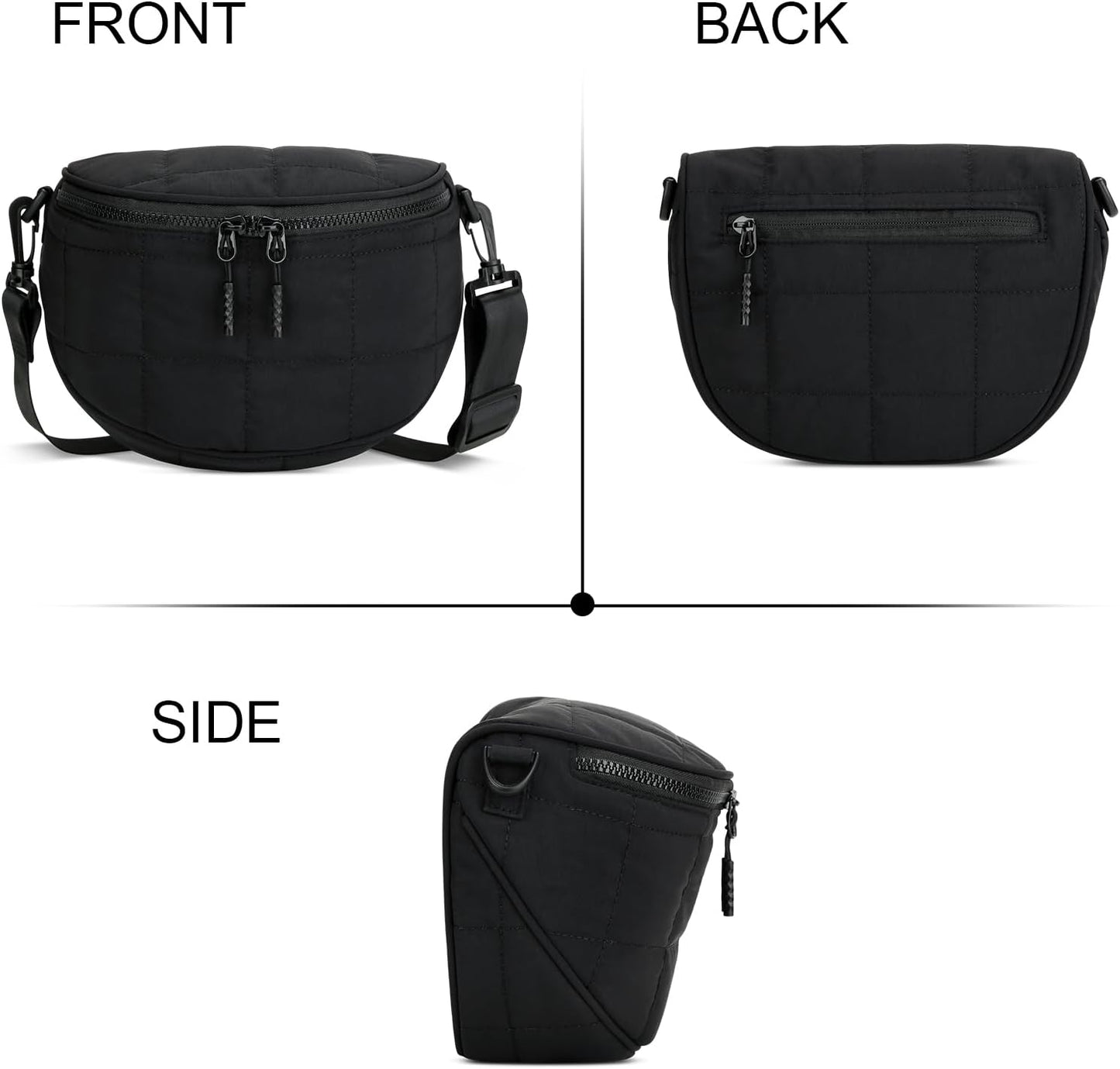 Quilted Puffer Sling Fanny Pack (Black)
