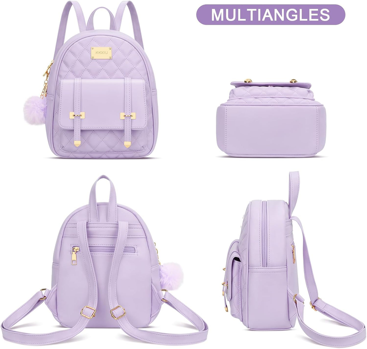 Quilted Mini Backpack Purse (White)