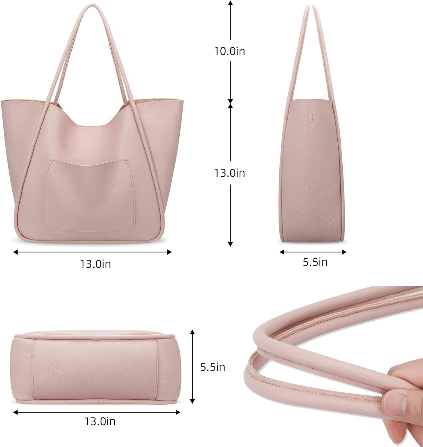 Large Vegan Leather Tote Bag