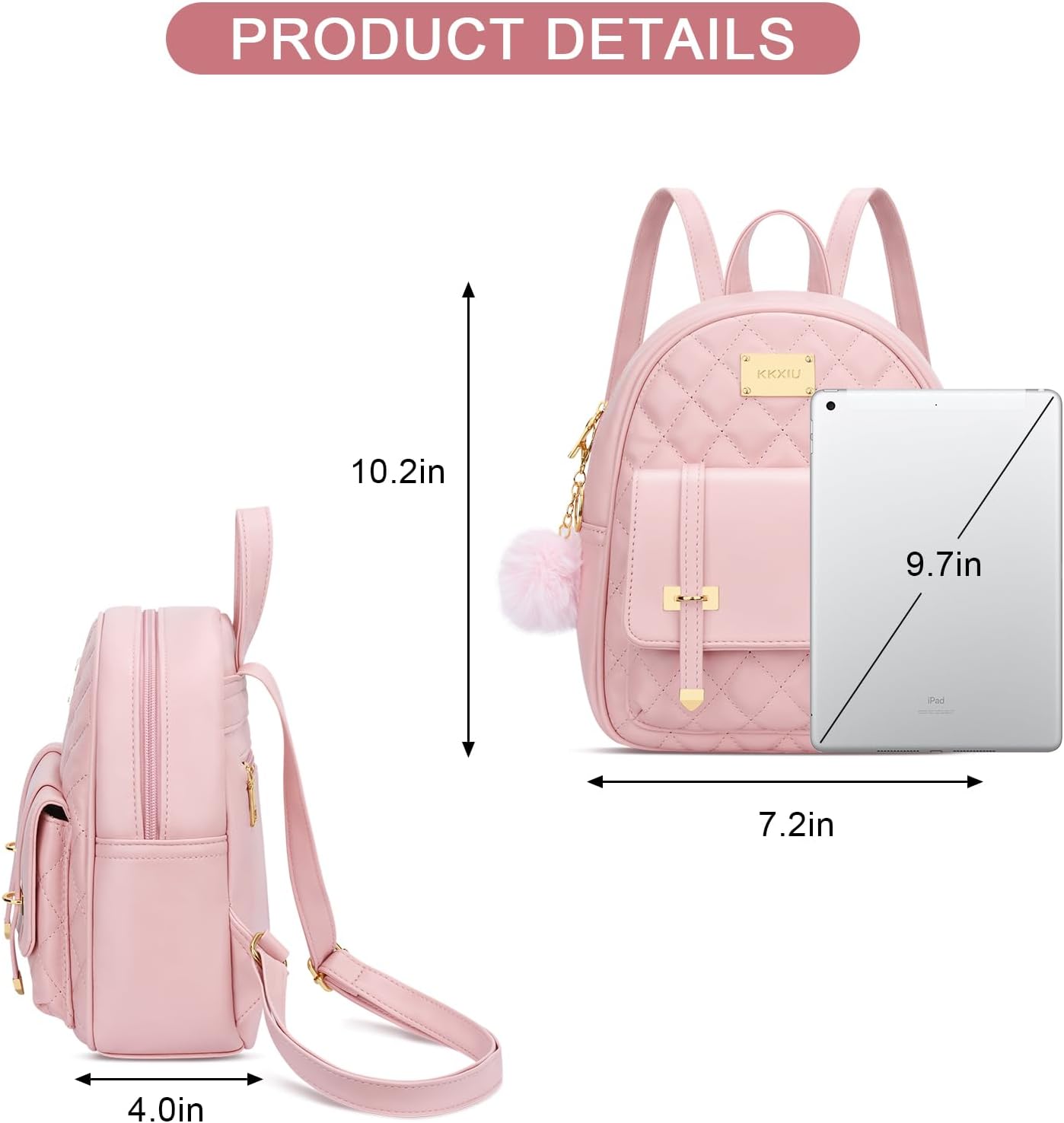 Quilted Mini Backpack Purse (White)