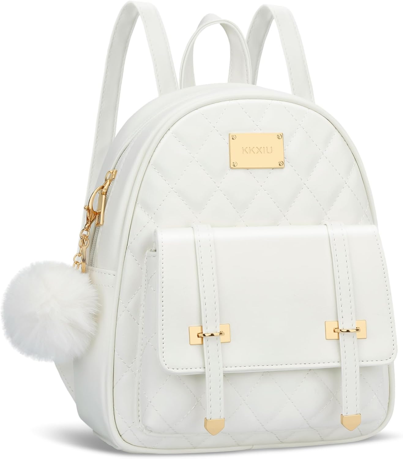 Quilted Mini Backpack Purse (White)