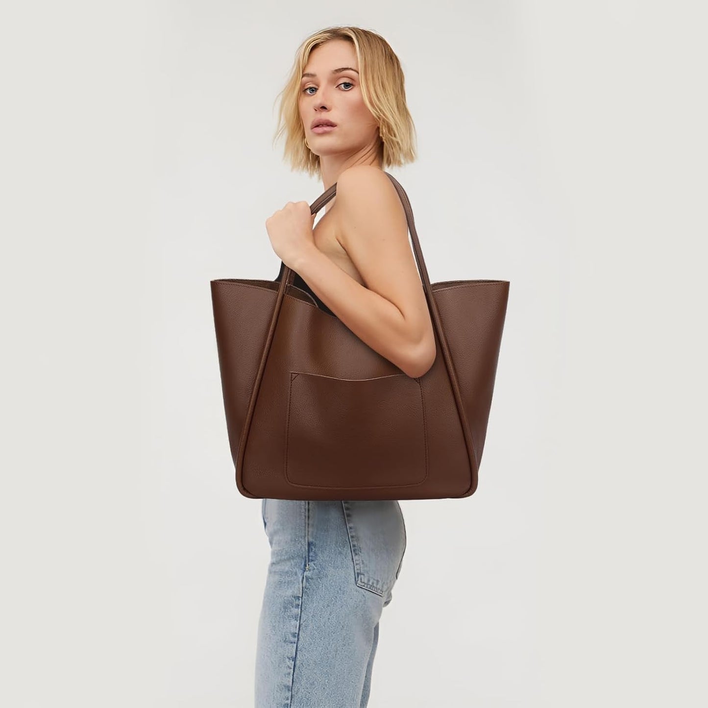 Large Vegan Leather Tote Bag