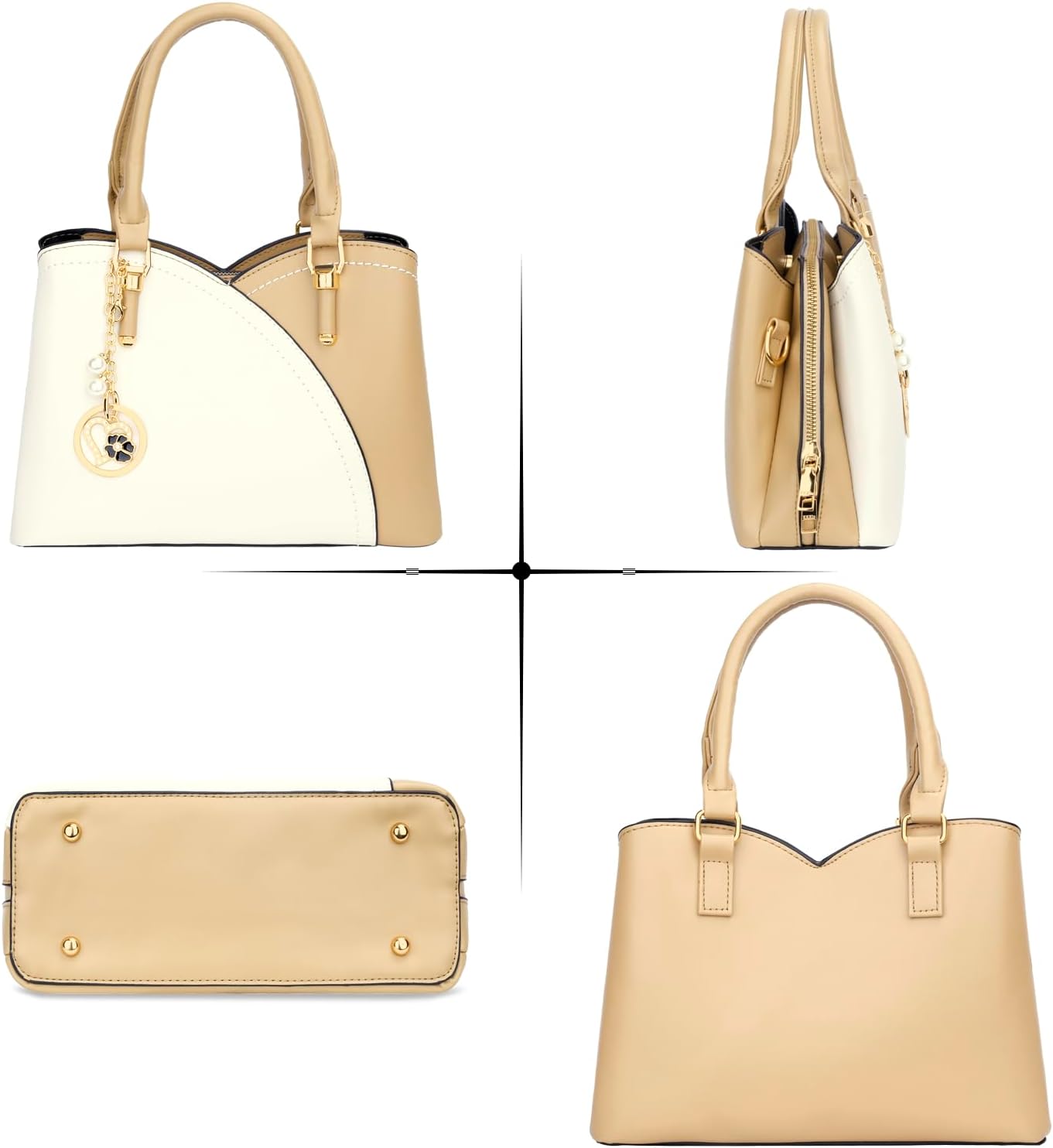 Triple-Compartment Satchel Handbag