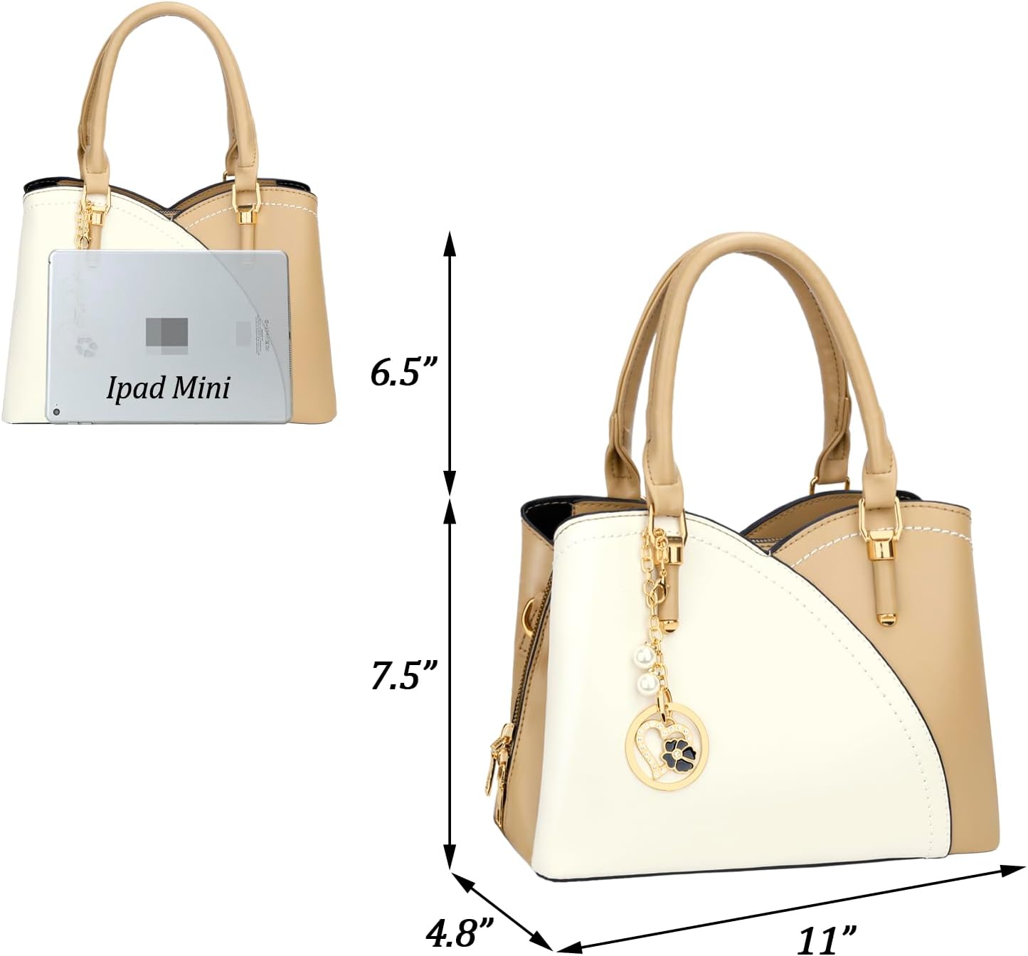 Triple-Compartment Satchel Handbag