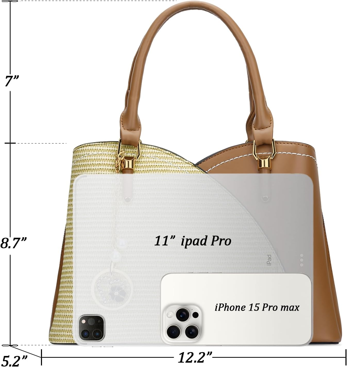 Triple-Compartment Satchel Handbag