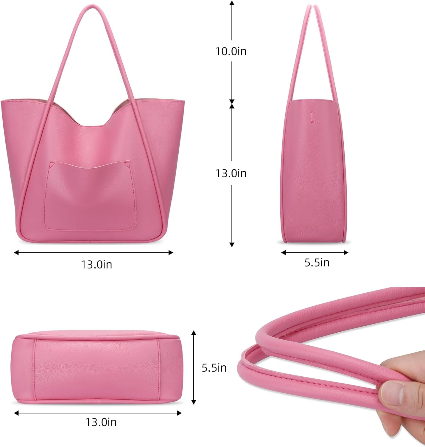 Large Vegan Leather Tote Bag