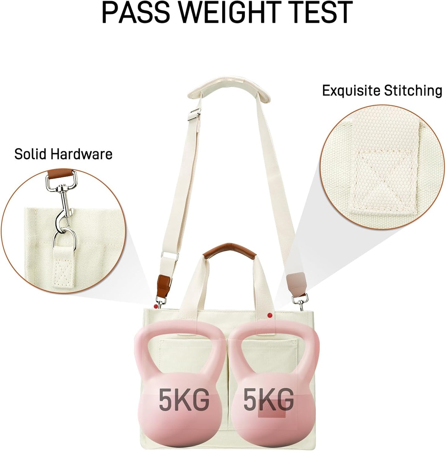 Large Canvas Tote Crossbody Bag