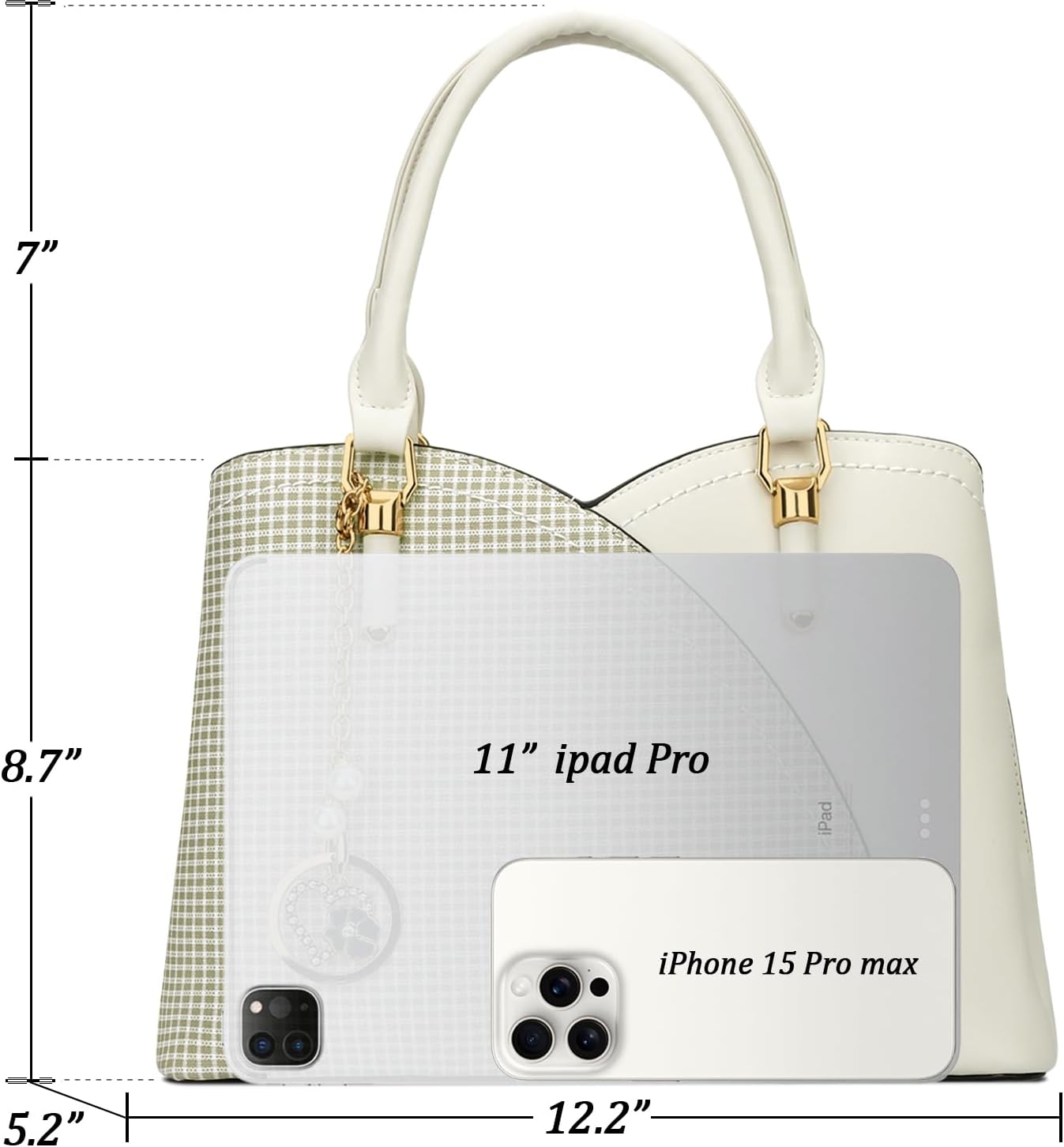 Triple-Compartment Satchel Handbag