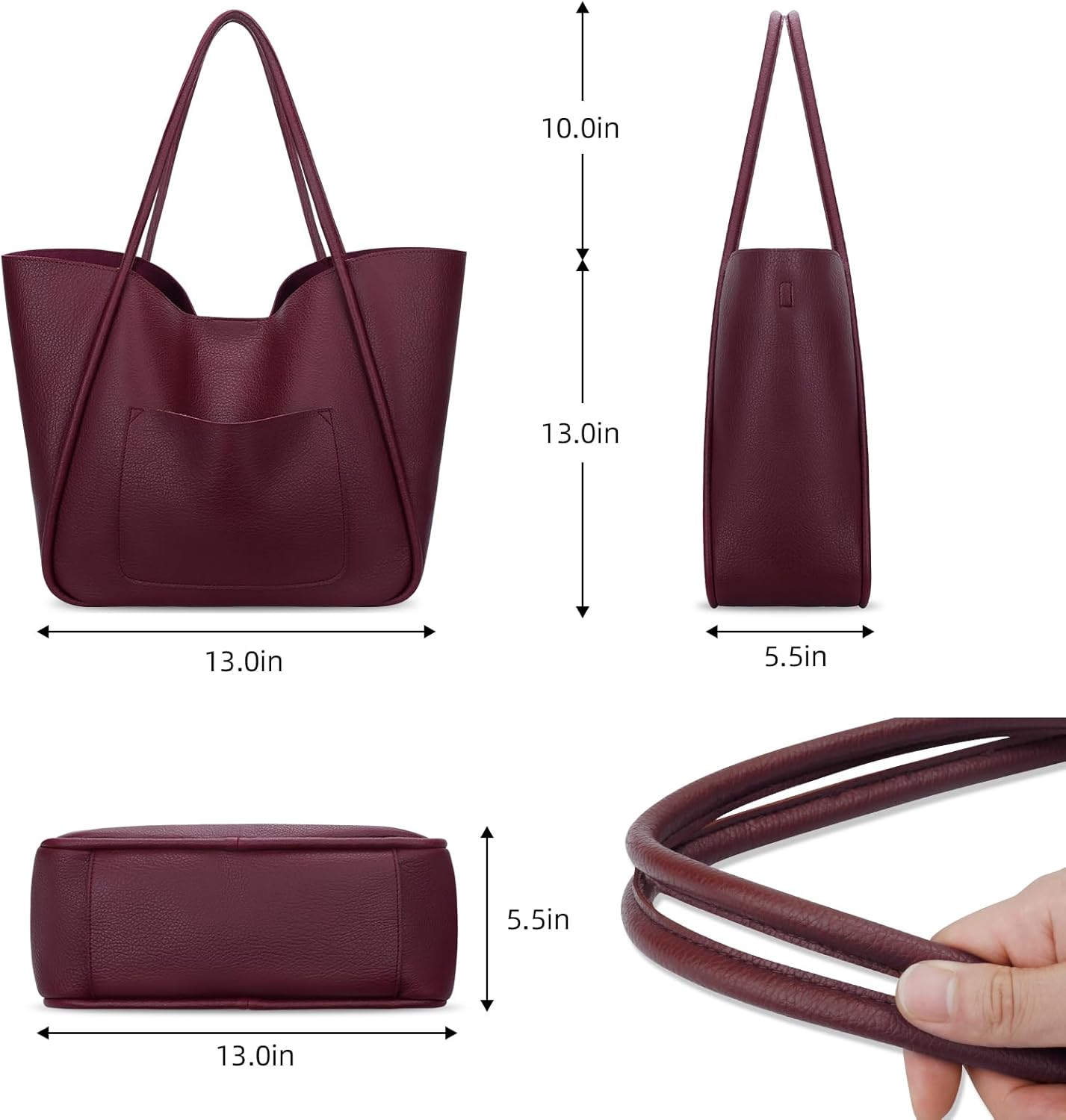 Large Vegan Leather Tote Bag