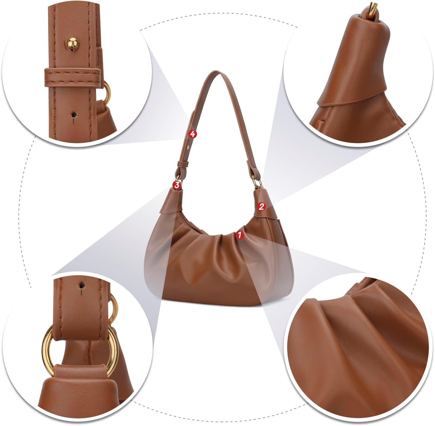 Crescent Ruched Shoulder Bag