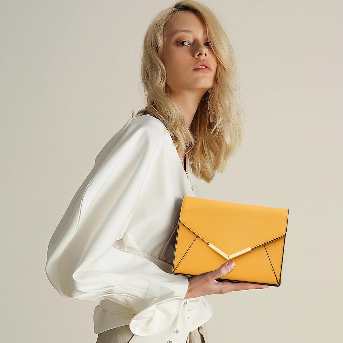 Faux Leather Envelope Clutch