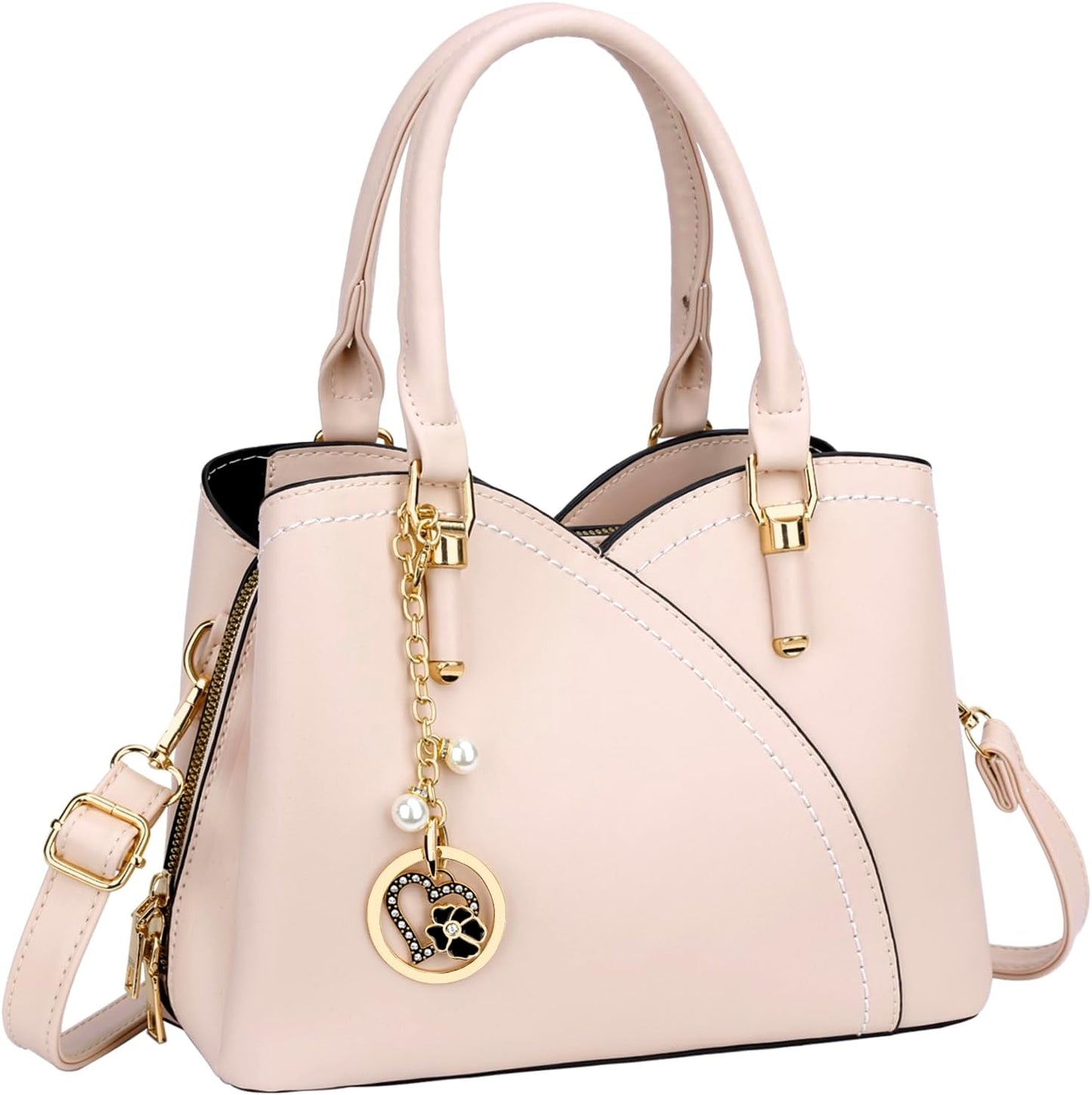 Triple-Compartment Satchel Handbag