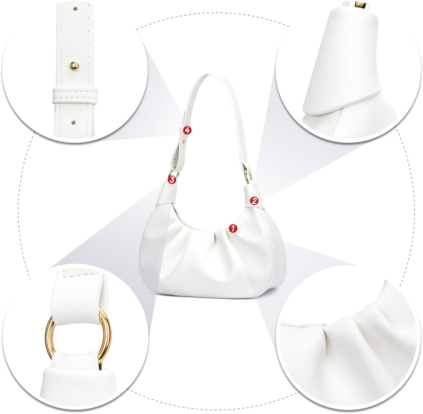 Crescent Ruched Shoulder Bag