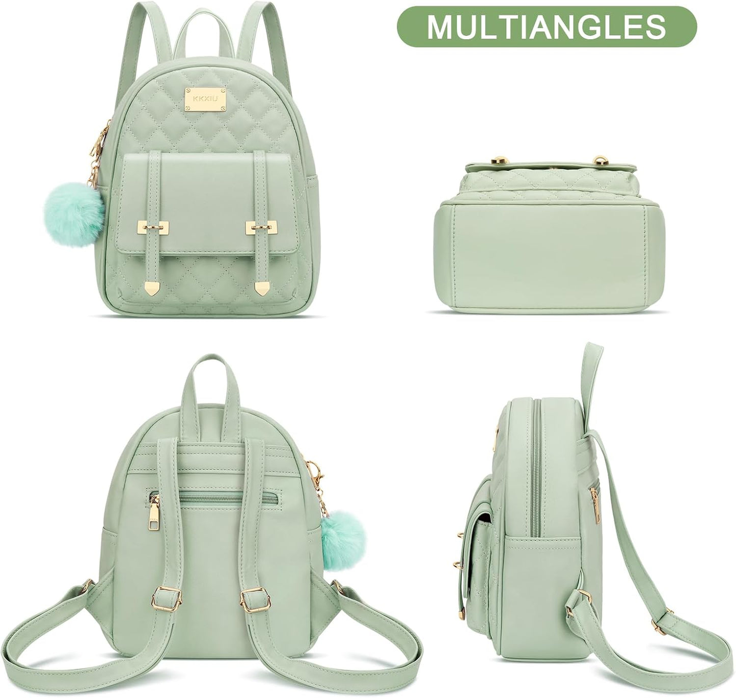 Quilted Mini Backpack Purse (White)