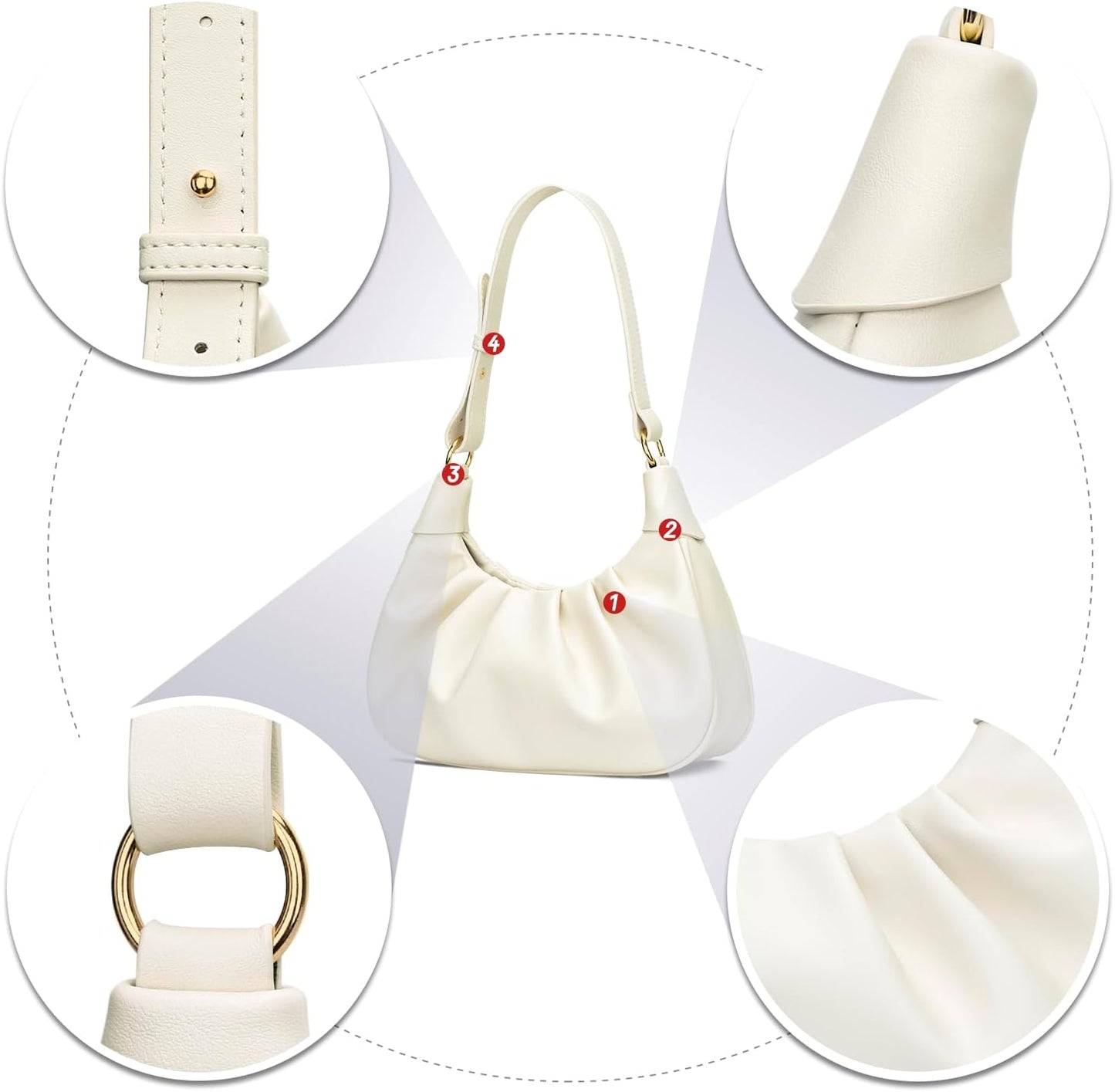 Crescent Ruched Shoulder Bag