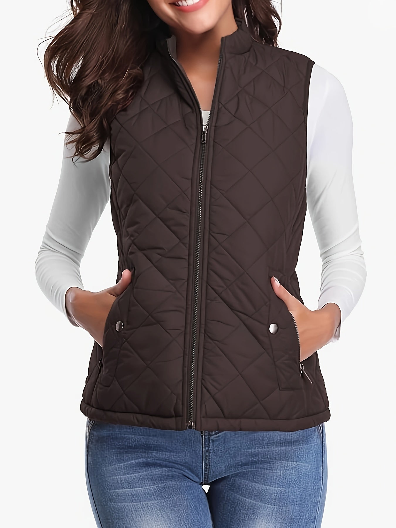 Elegant Lightweight Quilted Stand-Collar Vest