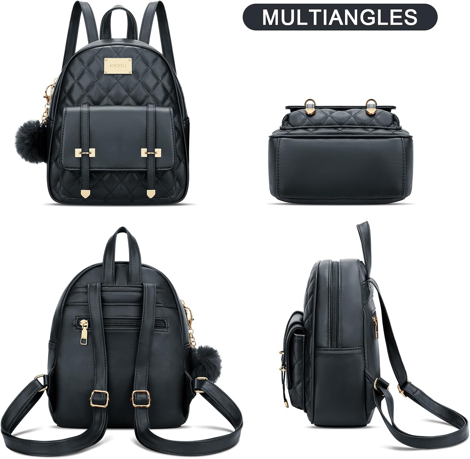 Quilted Mini Backpack Purse (White)
