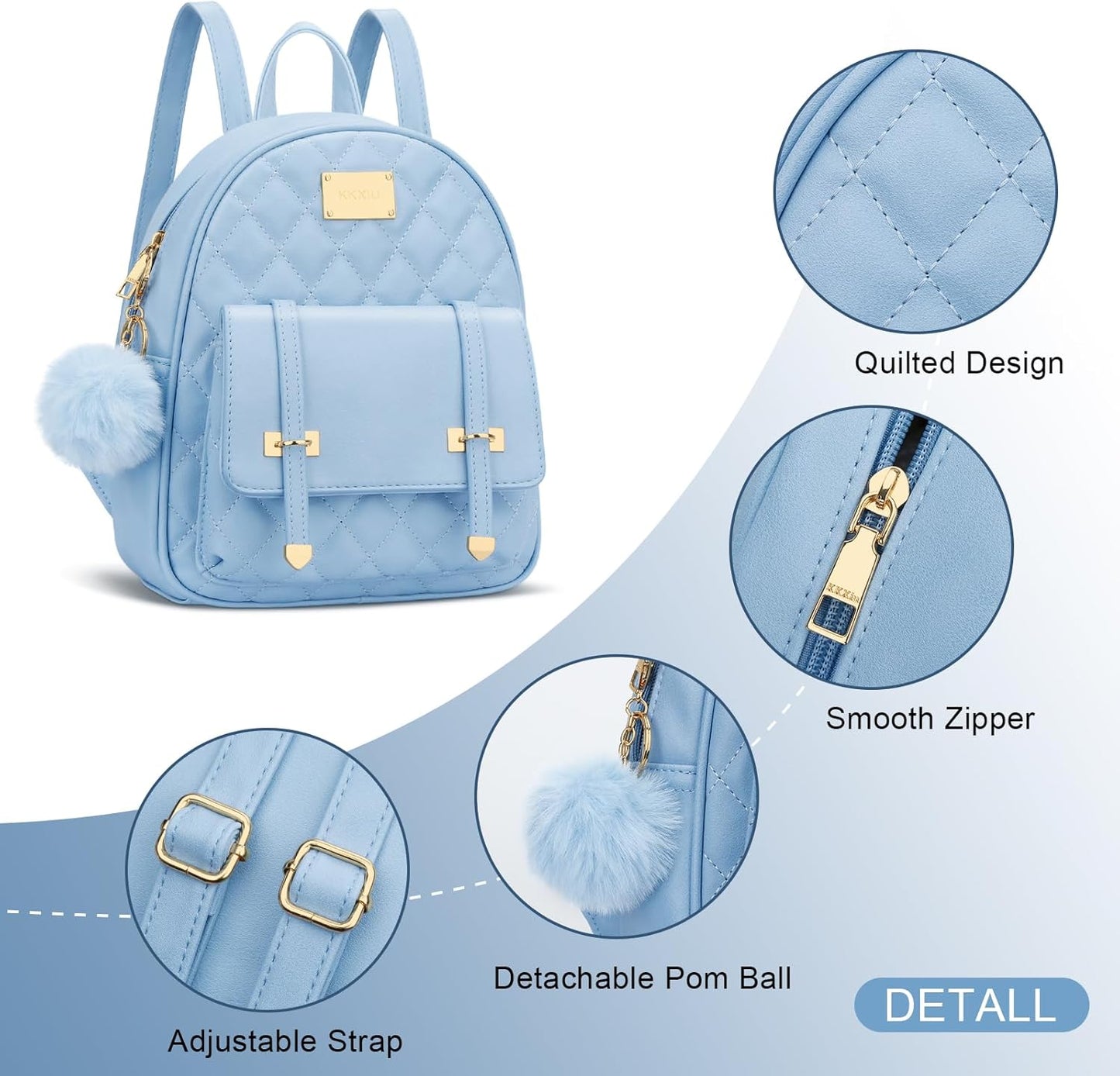 Quilted Mini Backpack Purse (White)