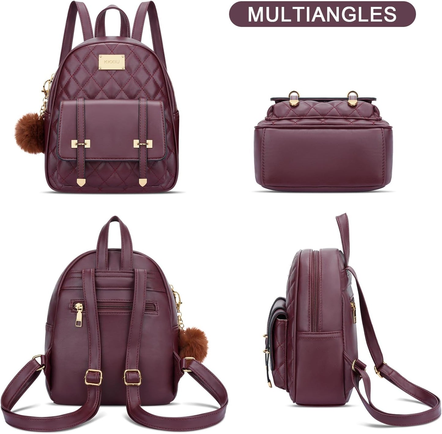 Quilted Mini Backpack Purse (White)